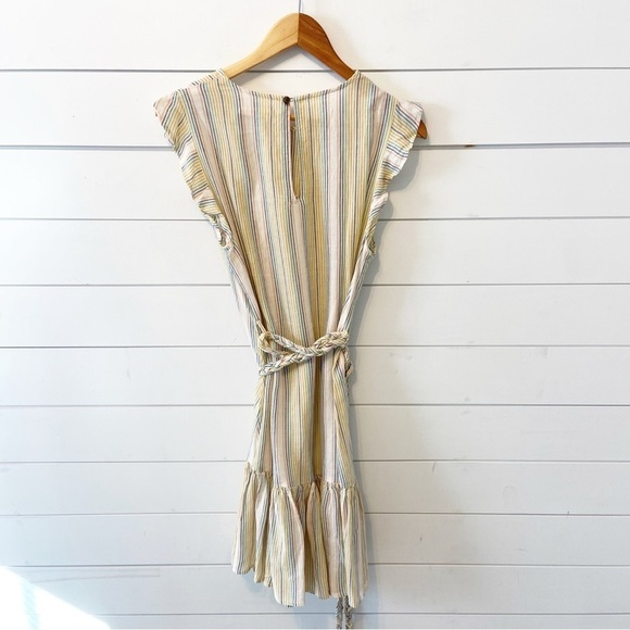 Marine Layer Laney Beachy Stripe Linen Blend Dress W/ Braided Waist Rope Medium - Picture 4 of 12